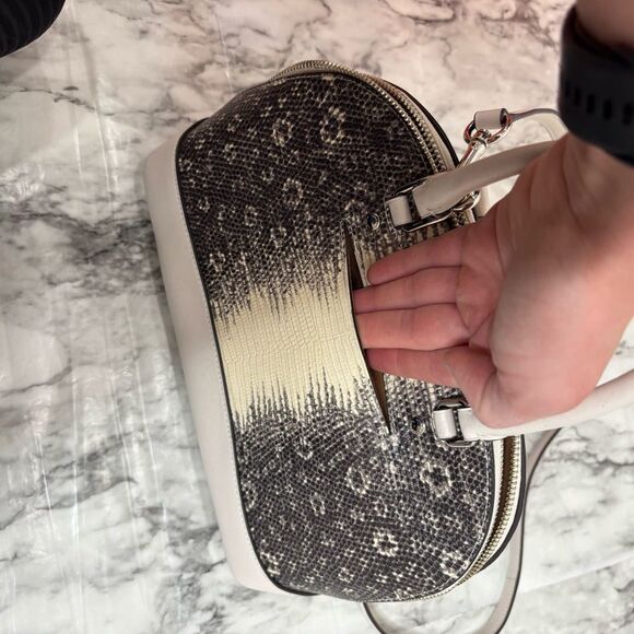 COACH MINI SIERRA EMBOSSED LEATHER SATCHEL grey cream purse handbag - Picture 10 of 10